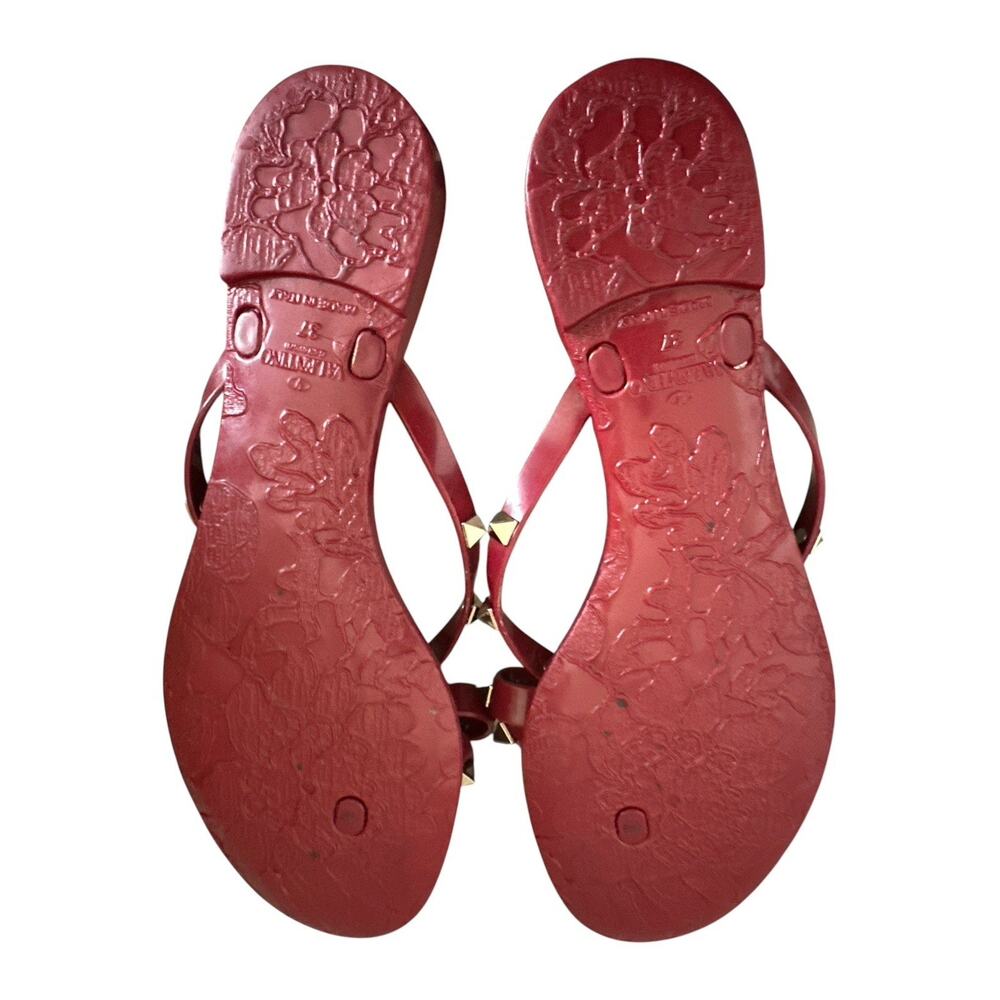 Valentino Garavani Rockstud Bow Jelly Thong Sandals Red Slip-On Women’s 37 - Picture 8 of 11